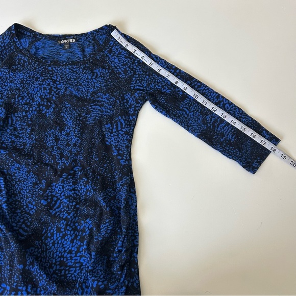 Express Body Con Snake Print Blue and White Mini Dress - Picture 2 of 9